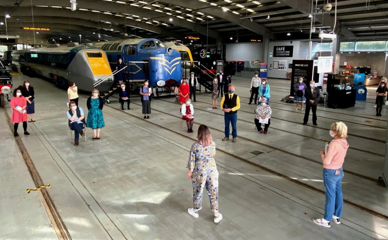 photo from rehearsal at locomotion museum in Shildon