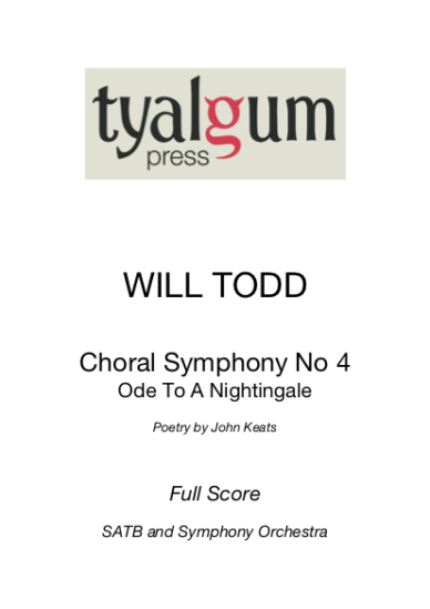 Choral Symphony Number 4 Ode To A Nightingale Full Score