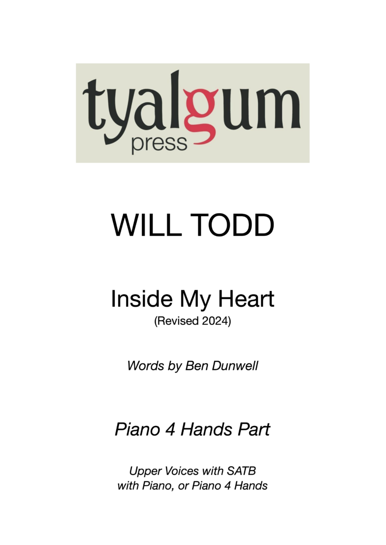 Inside My Heart by Will Todd 4 Hands Piano Part