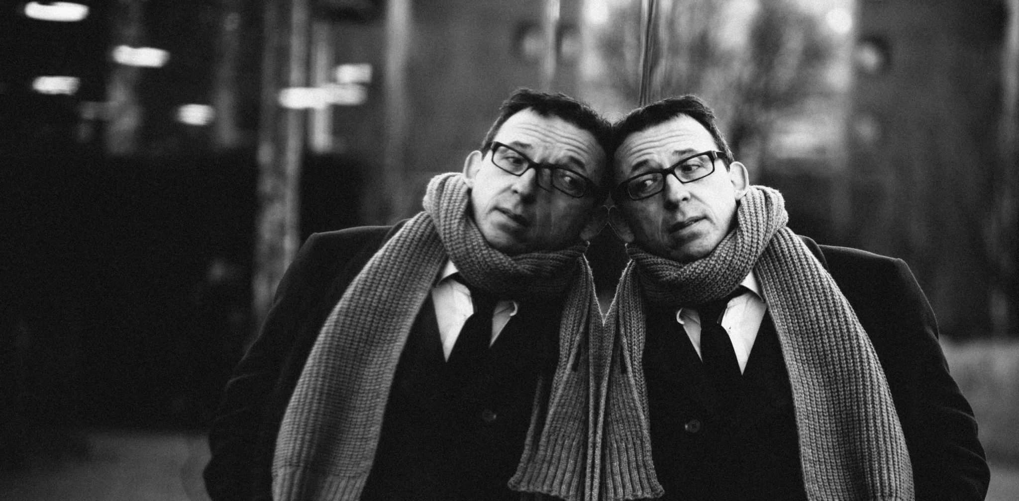 Comic photo of Will leaning into his reflection